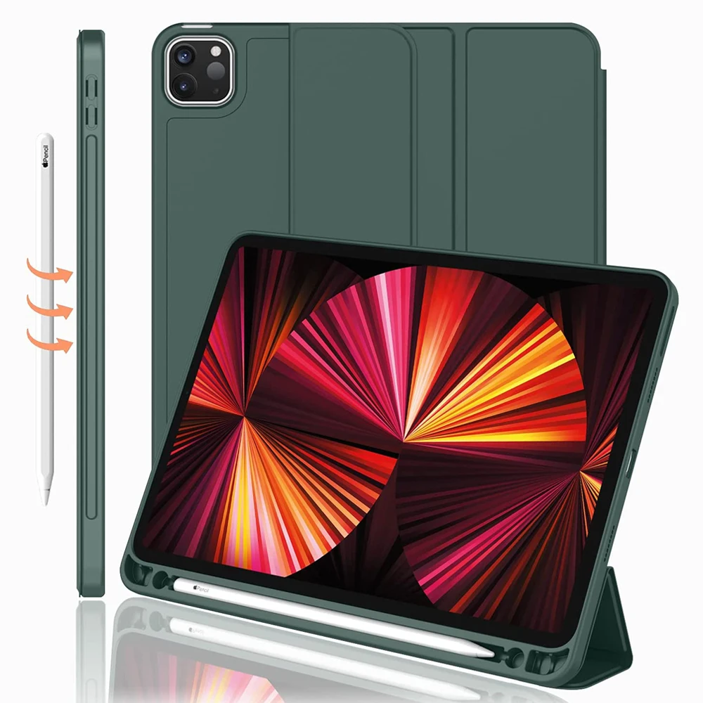 Per Ipad Pro 11 Case 2021 2020 2018 Silicone Pu Leather Magnet Smart Cover Per Ipad Pro 11 Pollici 3A Generazione A2377/A2459 Funda