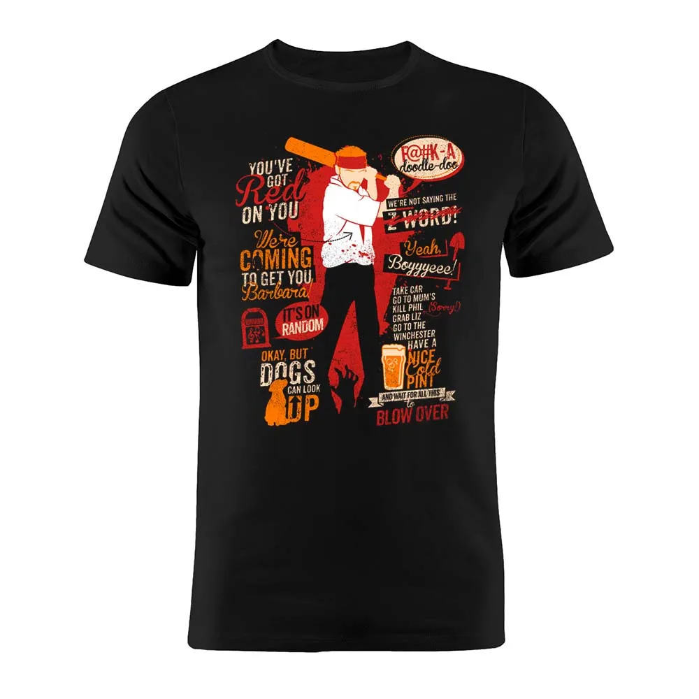Maglietta Da Uomo In Cotone Simon Pegg Shaun Of The Dead Artwork Black Tee
