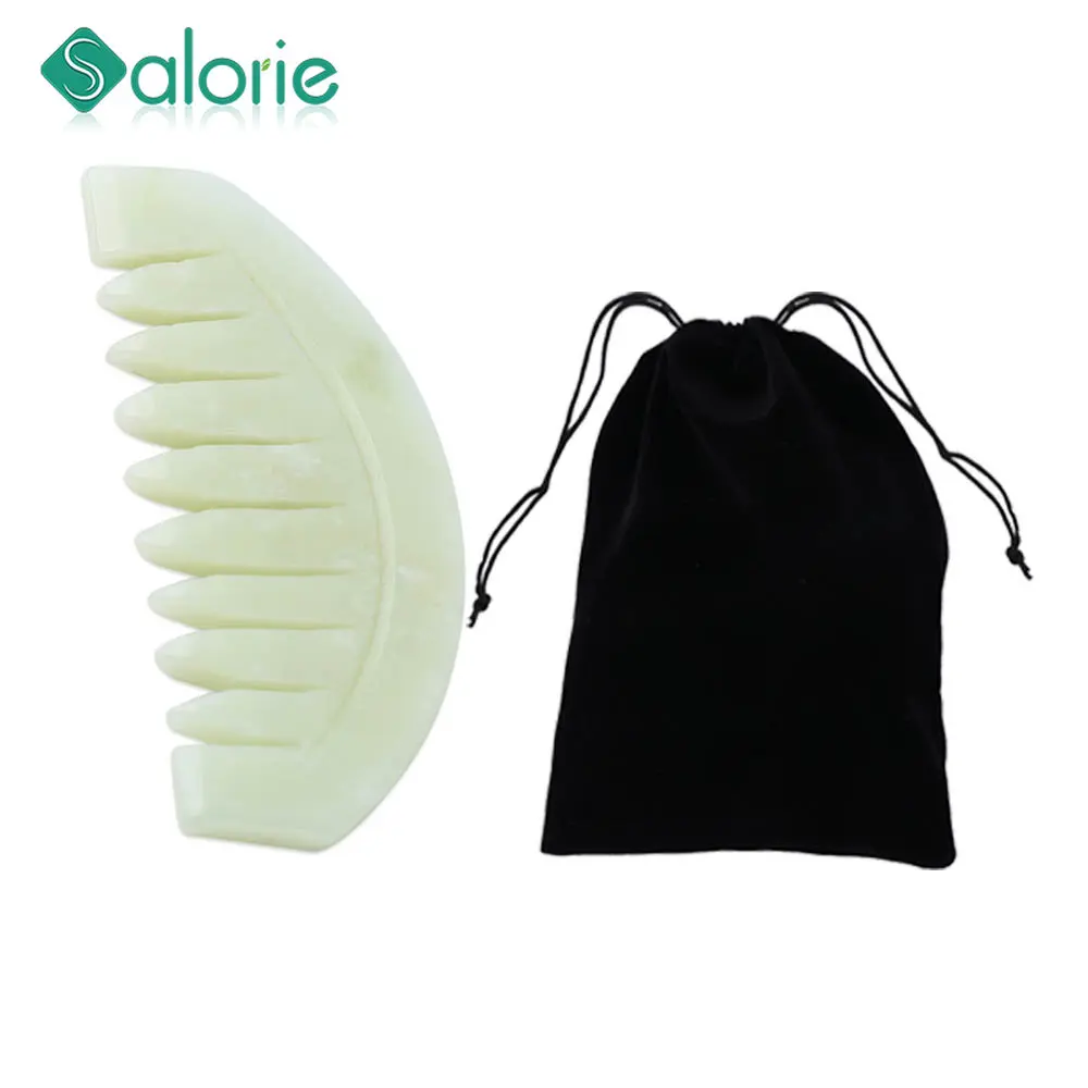 Jade Massage Comb Head Massager Lady Scalp Care Natural Jade Stone Combs Gua Sha Board Spazzola Per Capelli Gouache Raschietto Jade Massager