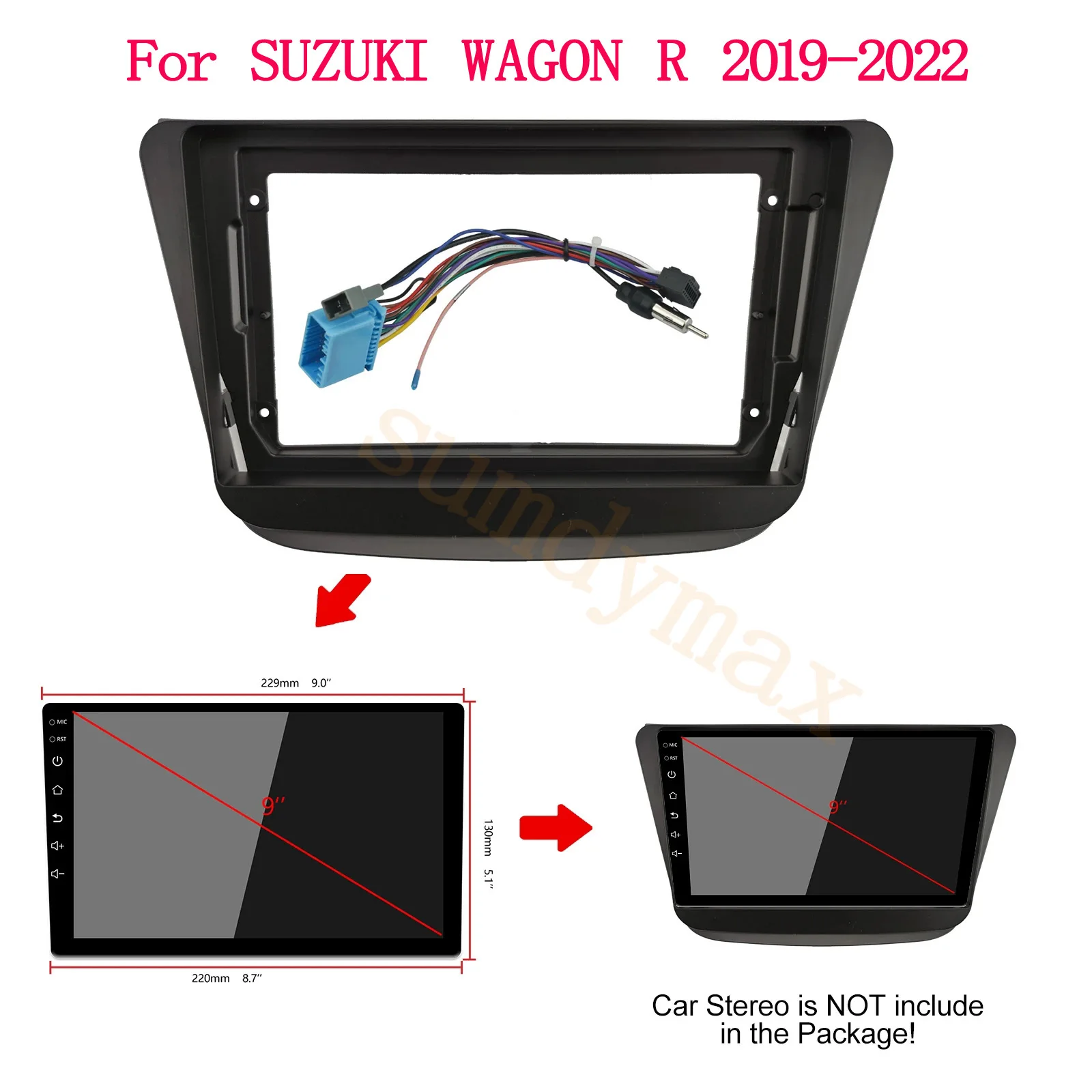 9 Pollici Grande Schermo 2 Din Android Car Radio Fascia Frame Cable Per Suzuki Wagon R 2019 -2022 Car Panel Dash Mount Kit