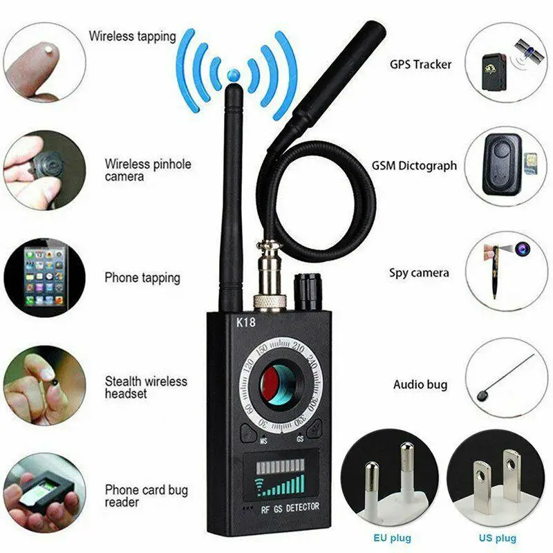 Nuovo Rilevatore Multifunzione K18 Mini Audio Spy Camera Gsm Finder Gps Signal Lens Localizzatore Rf Tracker Rilevamento Telecamera Wireless