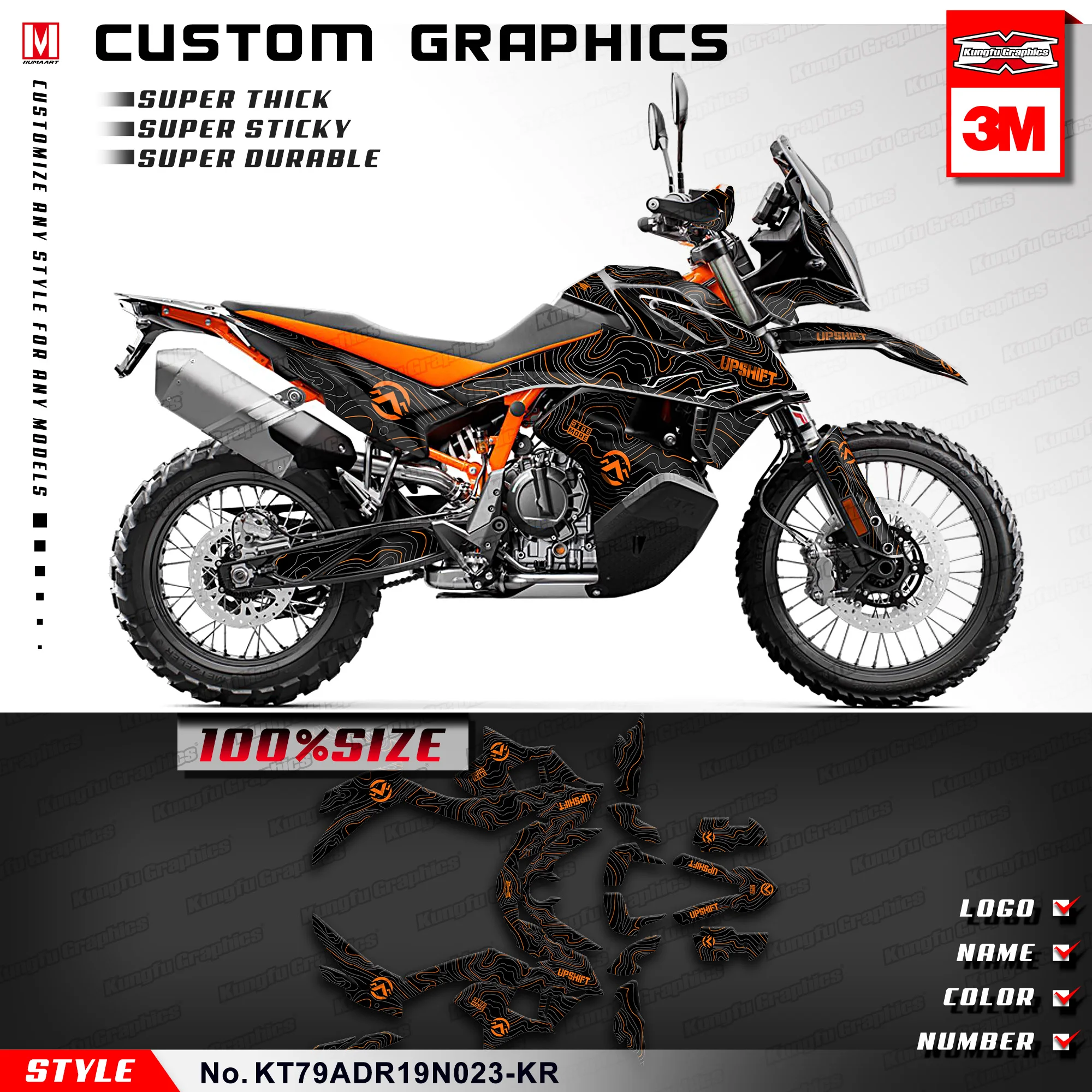 Kungfu Graphics Race Stickers Vinyl Wrap Kit Per Ktm 790 890 Adventure R 2019 2020 2021 2022, Style No.Kt79Adr19N023-Kr