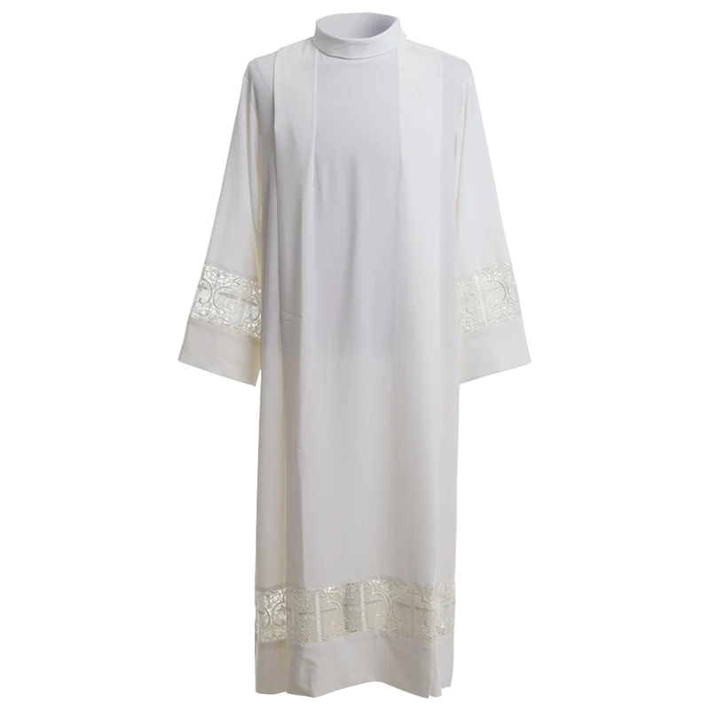 White Surpice Cassock Sacerdote Costume Pastore Robe Chiesa Cattolica Pizzo Seminario Liturgico Alb Cottas Alb Parment