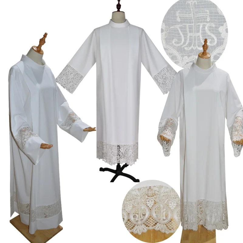 Clero Robe Chiesa Cattolica Sacerdote Costume Lino Surpice Alb Cassock Pizzo Liturgico Alb Cottas Coro Vestment Tunica Bianca