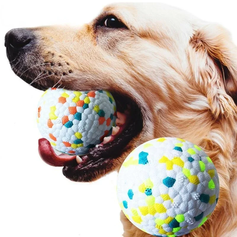 Dentizione Pet Toy Dog Solid Ball Interactive S Light Popcorn Masticare Gomma Alta Morso Elastico
