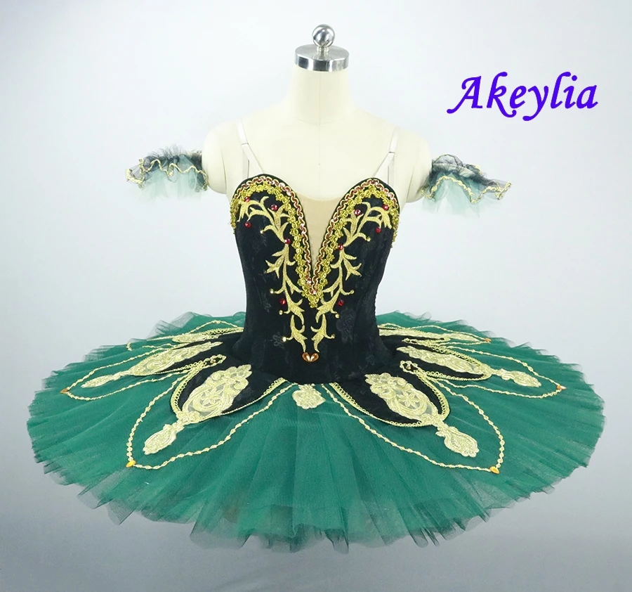 La Esmeralda Nero Verde Costume Schiaccianoci Donne Professionale Tutu Pancake Clssical Tutu Di Balletto Prestazioni Competitons