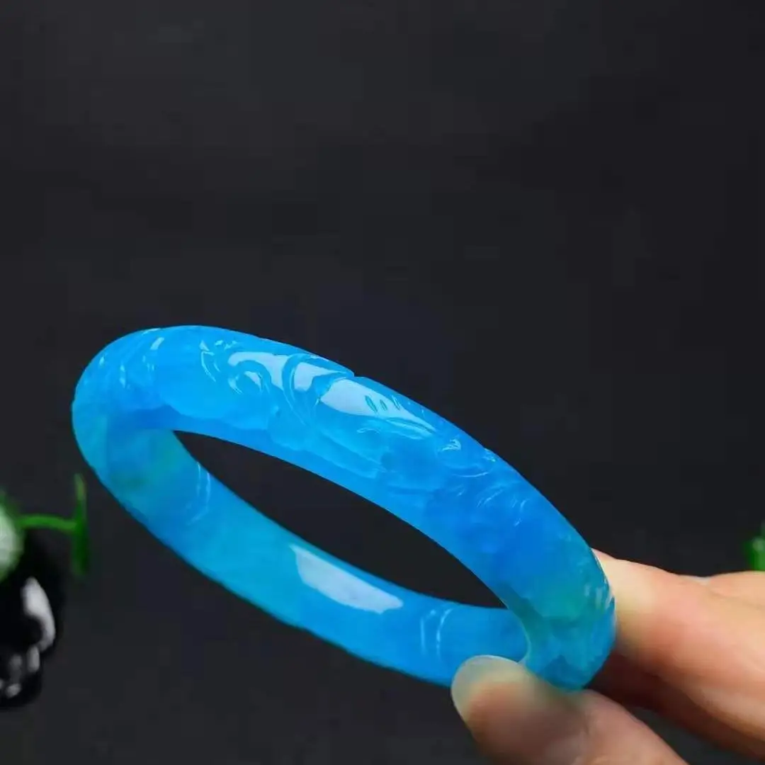 Pulseiras De Jade Azul Gelo Natural, Esmeralda, Joias De Jade De Esmeralda