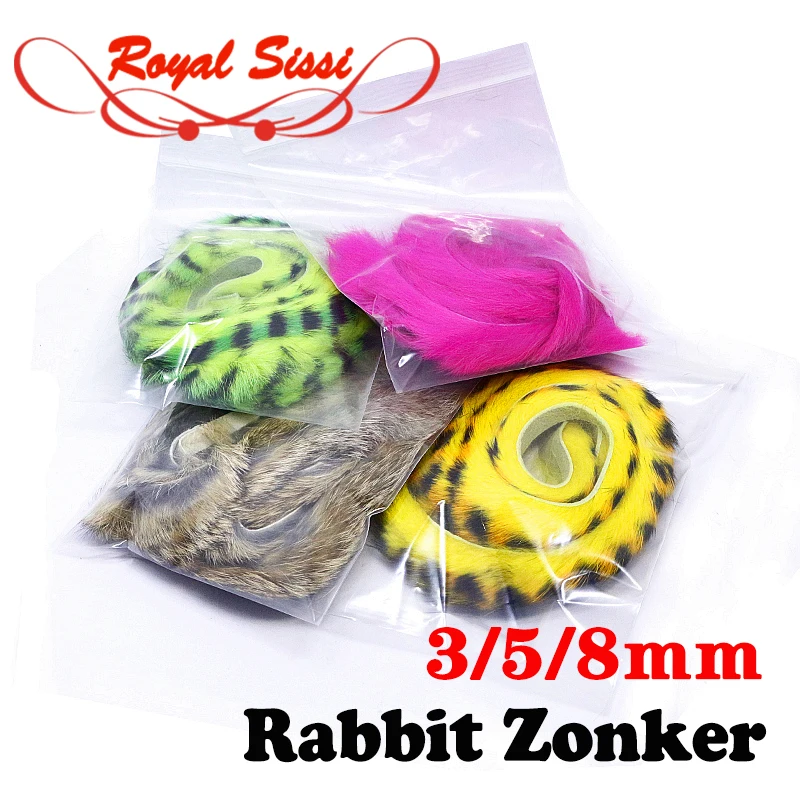 Royal Sisi 3 Strisce Total One Meter Pack Fly Tying Zonker Rabbit Strips 3/5/8Mm Zonker Pelt Per Legare Zonker Streamer Fly Lure