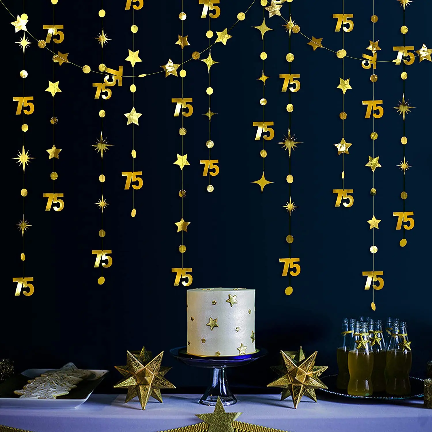 13Ft Numero D'Oro 75Th Cerchio Stella 65 Buon Compleanno 40 50 Ghirlanda Banner Arredamento 75 Anni Anniversario Compleanno Appeso Streamer