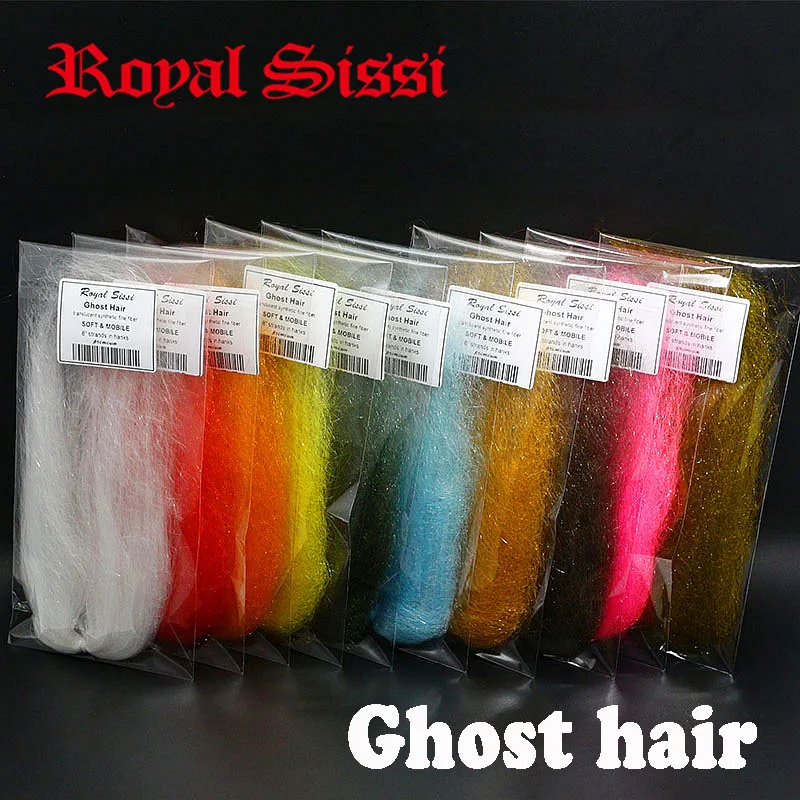 Royalsissi 10 Colori Fly Tying Ghost Hair Fiber Traslucido Altamente Mobile Sparkle Capelli Sintetici Pike Streamer Fly Tying Material