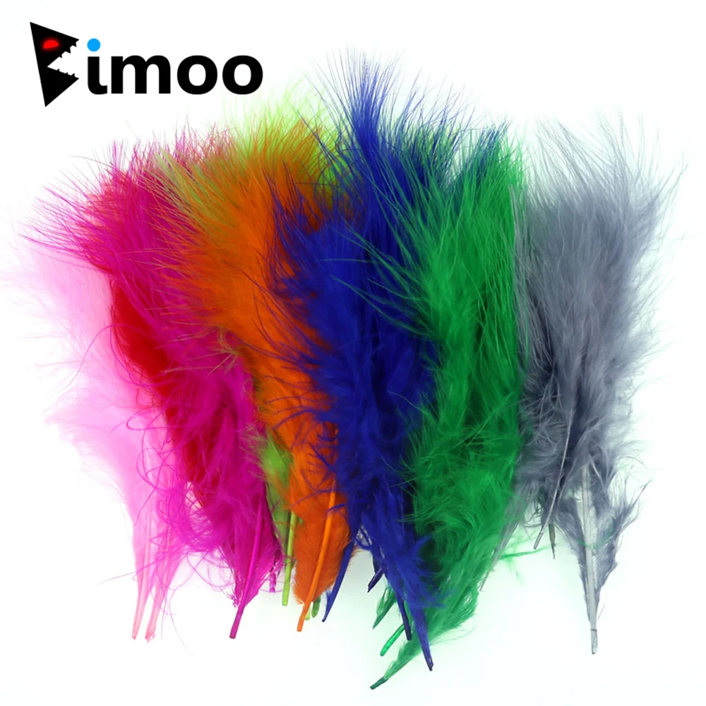 Bimoo 50 Pz/Pacco Piuma Di Marabù Lunga Colorata Per Legare Streamer Mosche Jig Lure Woolly Bugger Leech Fly Bait Materiale Per Legare I Pesci