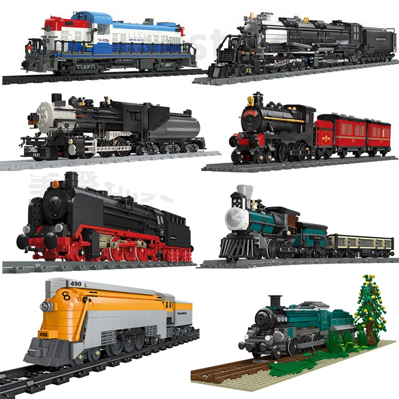 City Vehicle Co 490 Steam Train High-Tech Gn5700 Western Railway Express Building Blocks Tracce Mattoni Modulari Giocattoli Regali Per Bambini