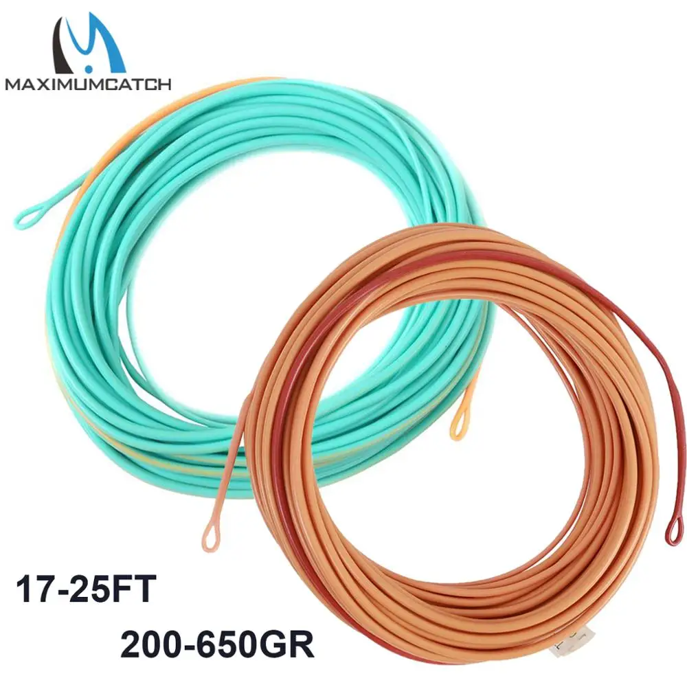 Maximumcatch Skagit Tiro Testa 17-25Ft 200-650Gr Linea Di Volo Con 2 Saldato Loops Doppi Di Colore Galleggiante Linea Di Pesca A Mosca