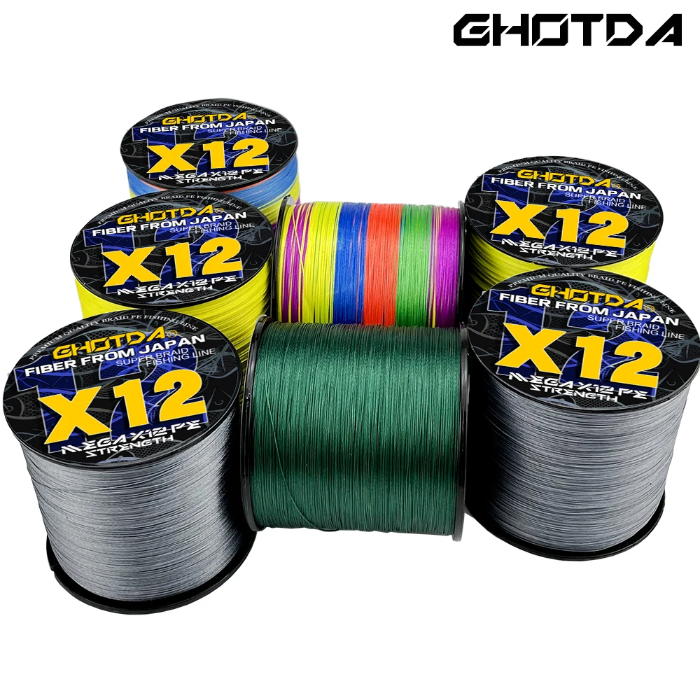 Ghotda 12 Fili Intrecciati Lenze Da Pesca Treccia Da Pesca Multifilamento Pe Line Per La Pesca In Mare 25-120Lbs 1000M 500M 300M 100M