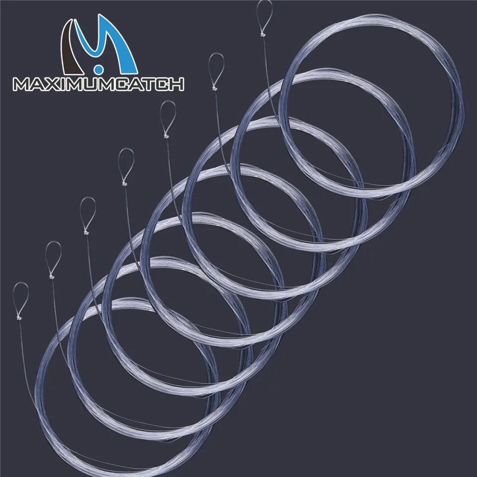Maximumcatch 6Pc 9Ft Fly Fishing Leader 3/4/5/6X Leader In Nylon Conico Trasparente Con Anello