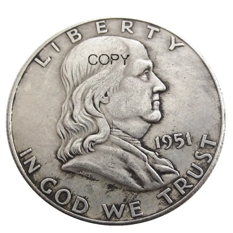 Monete Della Copia Placcate Argento Mezzo Dollaro Di Us 1951 Plx