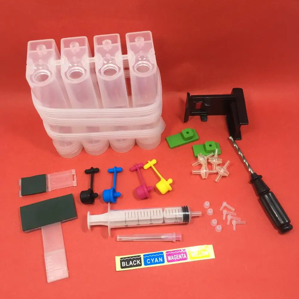 Yotat Fai Da Te Universale Kit Ciss Con Accessori Per Hp 21 22 60 61 56 57 74 75 901 121 300 122 301