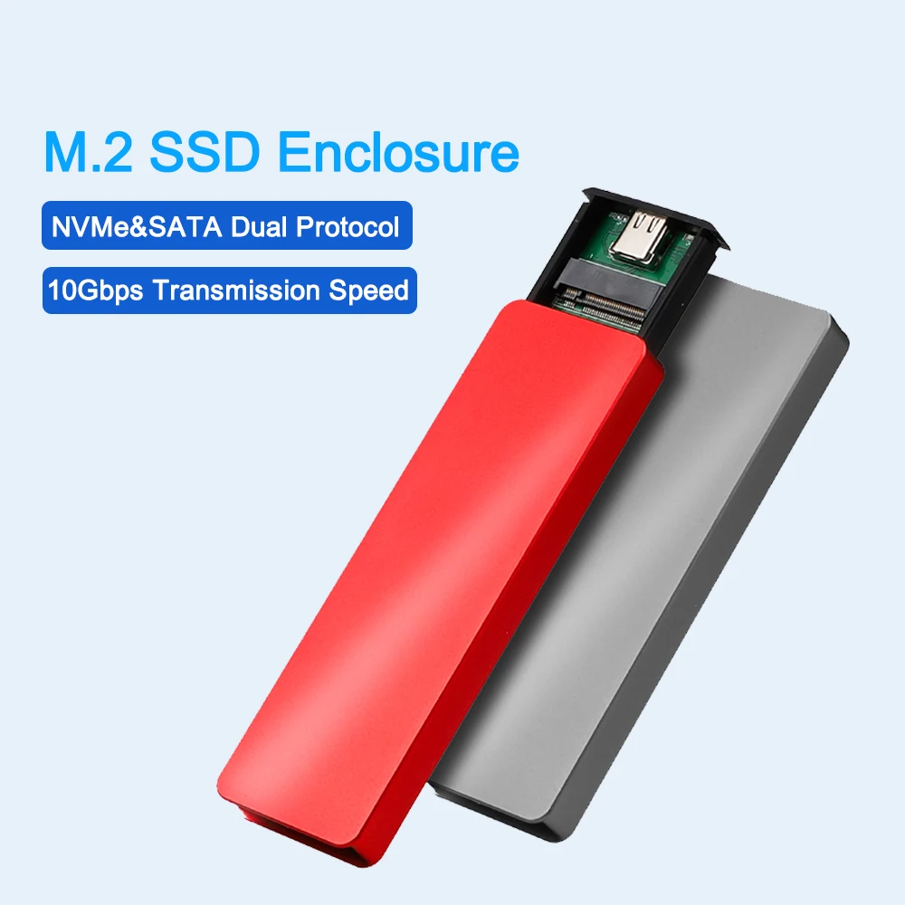 M2 Nvme Sata Dual Protocol Ssd Case 10Gbps Pcie Ssd Box M.2 Nvme Ngff Ssd A Usb 3.1 Enclosure Per M.2 Nvme Ngff Sata Ssd Disk