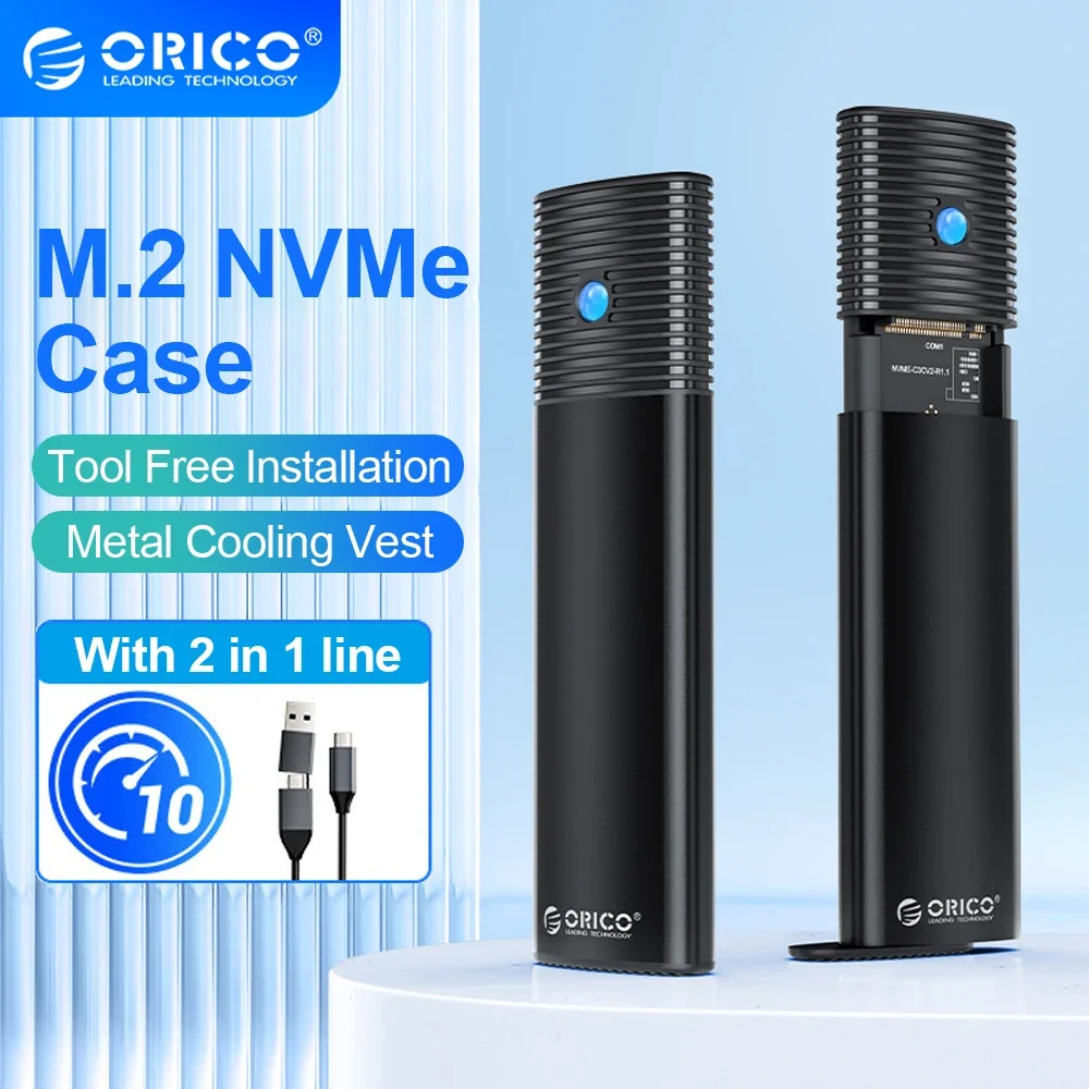Orico M2 Ssd Enclosure Nvme/Sata 10Gbps Pcie Ssd Box Per M.2 Nvme Ngff Sata Ssd Disk Tool Free Type-C M.2 Ssd Case Per Pc Case