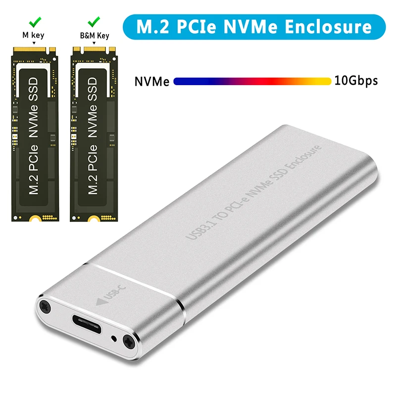Nuovo Nvme M2 Ssd Enclosure Custodia Esterna Ssd Nvme Enclosure Pcie 10Gbps Usb 3.1 Gen2 Adattatore Usb C Scatola In Alluminio M.2 Nvme Ssd Case
