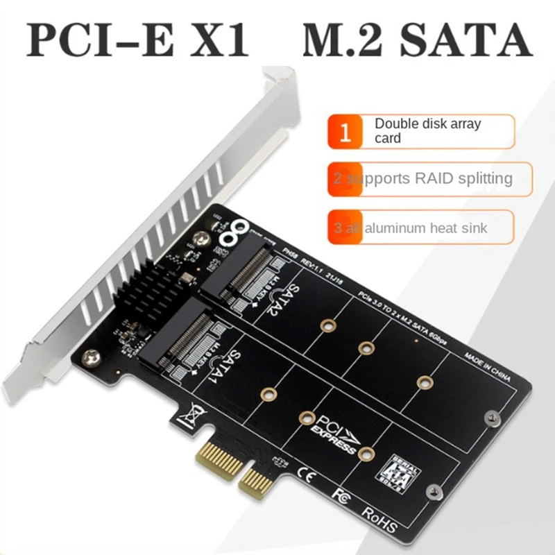 Ph58 2 X M2 Sata A Pcie Scheda Adattatore Scheda Display A Doppio Disco Scheda Di Espansione Raid Splitter Pcie X1 A Ngff M2 Sata Ssd