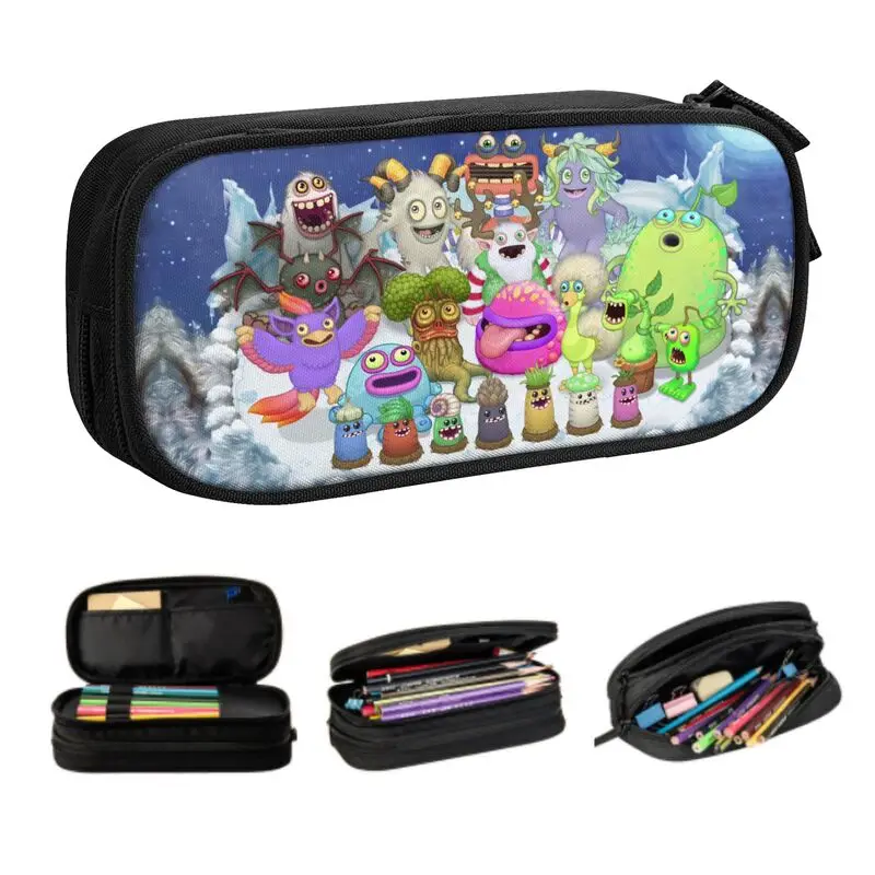 My Singing Monsters Cold Island Acapella Pencil Cases For Girls Boys Large Storage Videogioco Pen Bag Box Materiale Scolastico