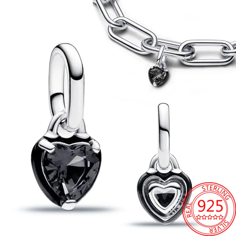 Exquisite Me Black Chakra Heart Mini Ciondola Charm Fit Pandora Me Bracciale Donna Elegante Regalo Di Gioielli In Argento Sterling 925