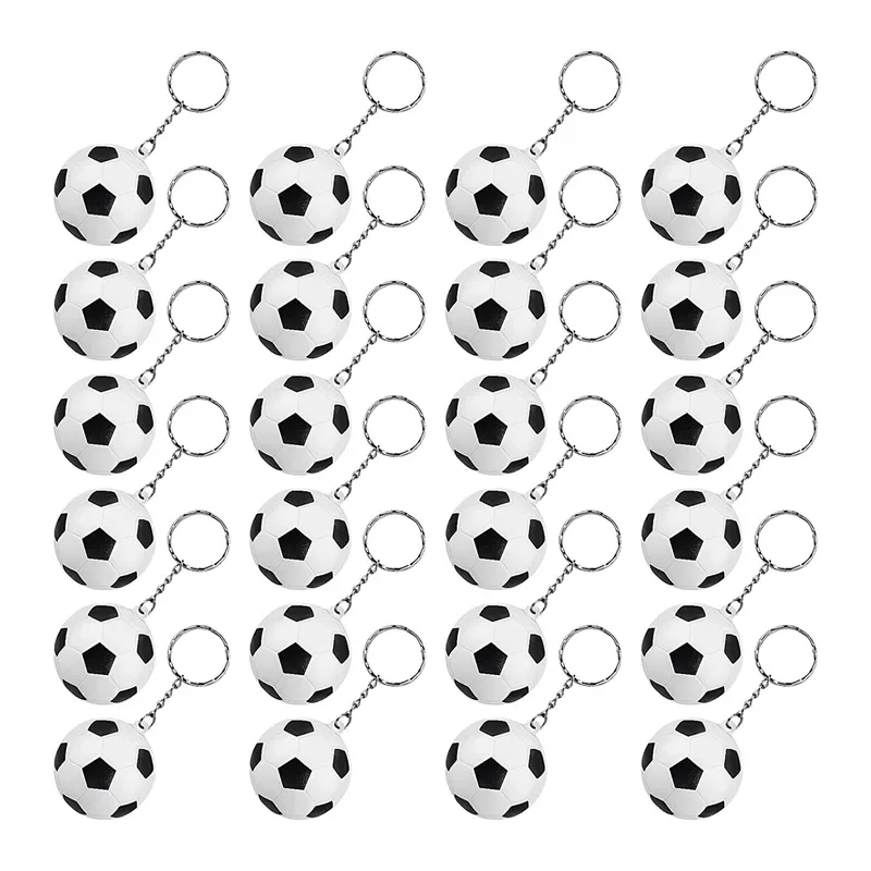 Confezione Da 24 Portachiavi Da Calcio Bianchi Mini Portachiavi Da Calcio Con Palla Antistress Portachiavi Con Palla Sportiva Ricompensa Per Il Carnev