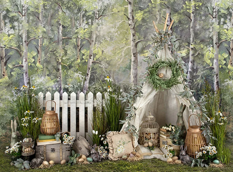 Johnson Daisy Camp Easter Tent Tree Fondali Computer Di Alta Qualità Stampa Neonato Studio Fotografico Sfondi