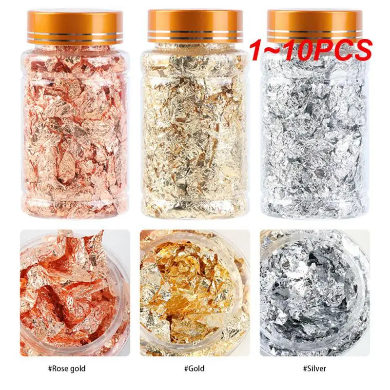 1 ~ 10Pcs Nail Art Tin Foil Paper Ins Color Oro Pezzi Interi Spice Girl Style Gold Silver Foil Paper Decorazioni Per Unghie