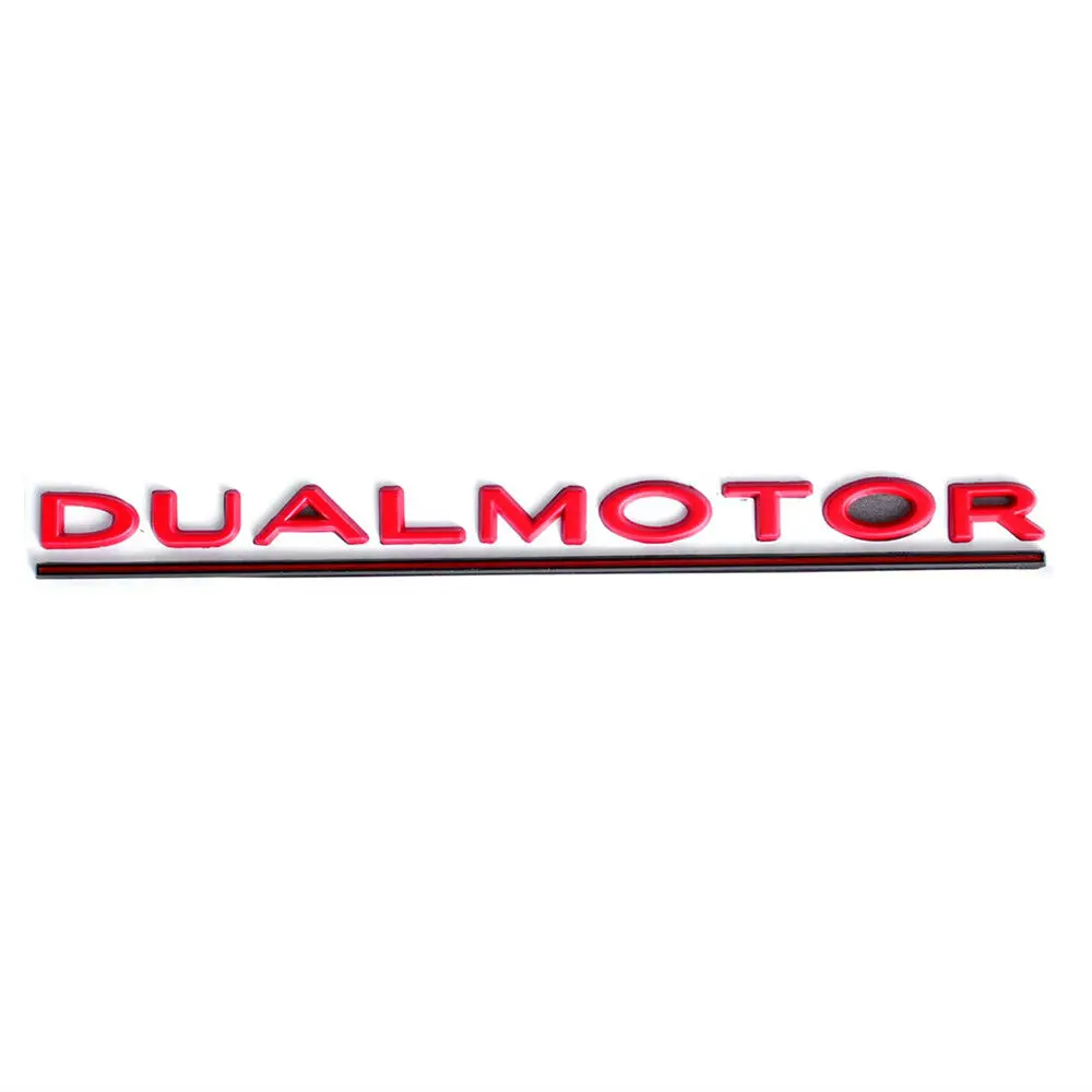 1Pc Red Dual Motor Tesla Emblem Sticker Car Rear Trunk Coperchio Badge Per Tesla Model 3 S X Y Accessori