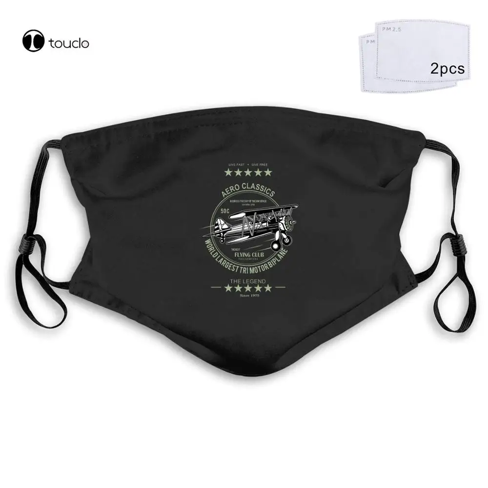 Stampa Per Uomo Flying Club Aero Club Rc Flugzeug Classic Flieg Vintage Face Mask Filter Pocket Cloth Riutilizzabile Lavabile