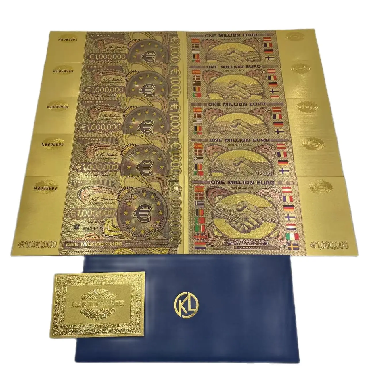 10 Pezzi Di Banconote In Lamina D'Oro Un Milione Di Banconote In Euro Europee 1000000 Colorate Per Un Bel Regalo