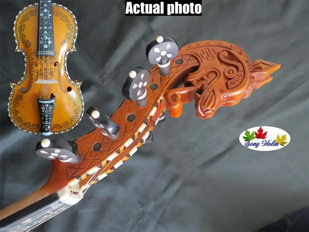 Hardanger Fiddle Norvegese Violino 4/4 Violino (4*4) Migliore Intarsio E Drawin