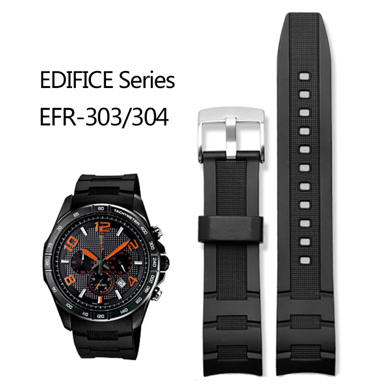 Cinturino In Gomma Siliconica Con Estremità Curva Da 22Mm Per Edificio Casio Efr-516/Efr-303L Efr-303/304 Efr-516Pb Cinturino Sportivo Con Cinturino P