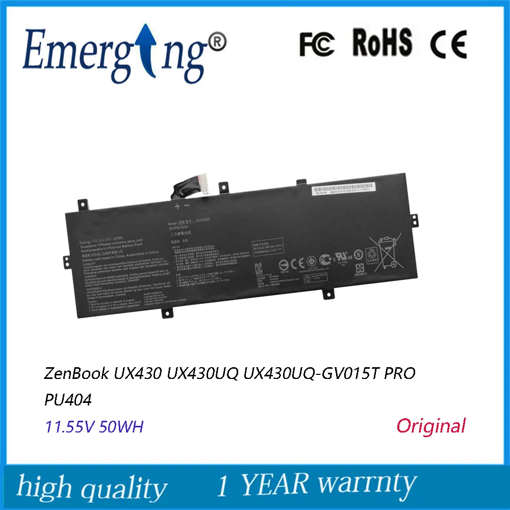 Batteria Per Laptop 11.55V 50Wh C31N1620 Per Asus Zenbook Ux430 Ux430Uq Ux430Uq-Gv015T Pro Pu404 Pu404Uf