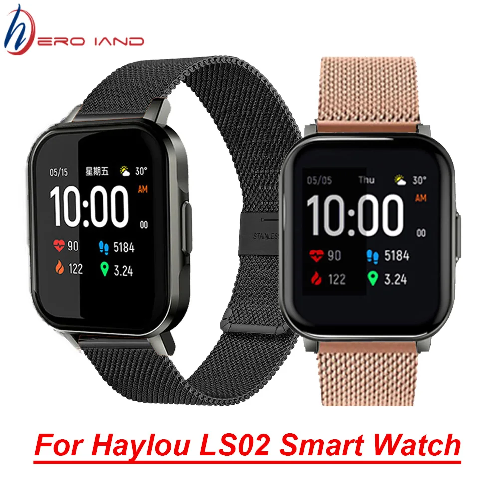 Per Haylou Ls02 Cinghia Milanese In Metallo In Acciaio Inox Watch Band Strap Bracciale Per Xiaomi Huami Amazfit Ritmo/Stratos2 2 S/Gtr/Gts
