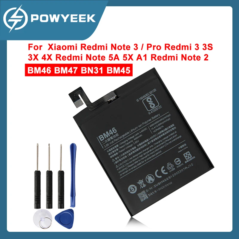 Bm46 Bn31 Bm45 Batteria Di Ricambio Per Telefono Per Xiaomi Redmi Note 3 Note 3 Pro Redmi 3 3S 3X 4X 3 Pro Note 2 Note 5A Mi 5X Mi A1