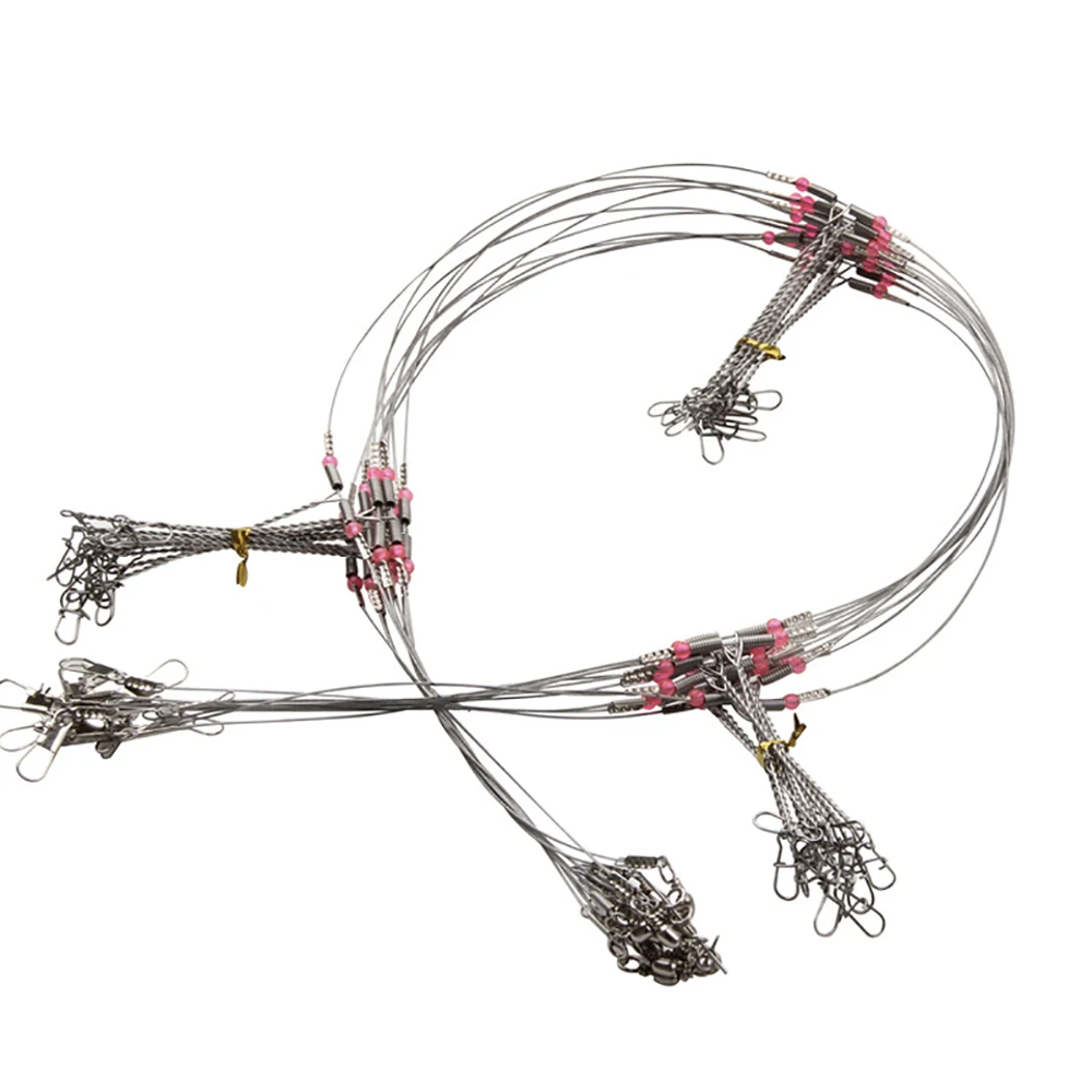 36Pcsfishing Leaders Saltwater 2Rd 3Rd Anti Winding Stainless Teel Wire Leader Con Girevole Snap Leader Line Surf Fishing Rig