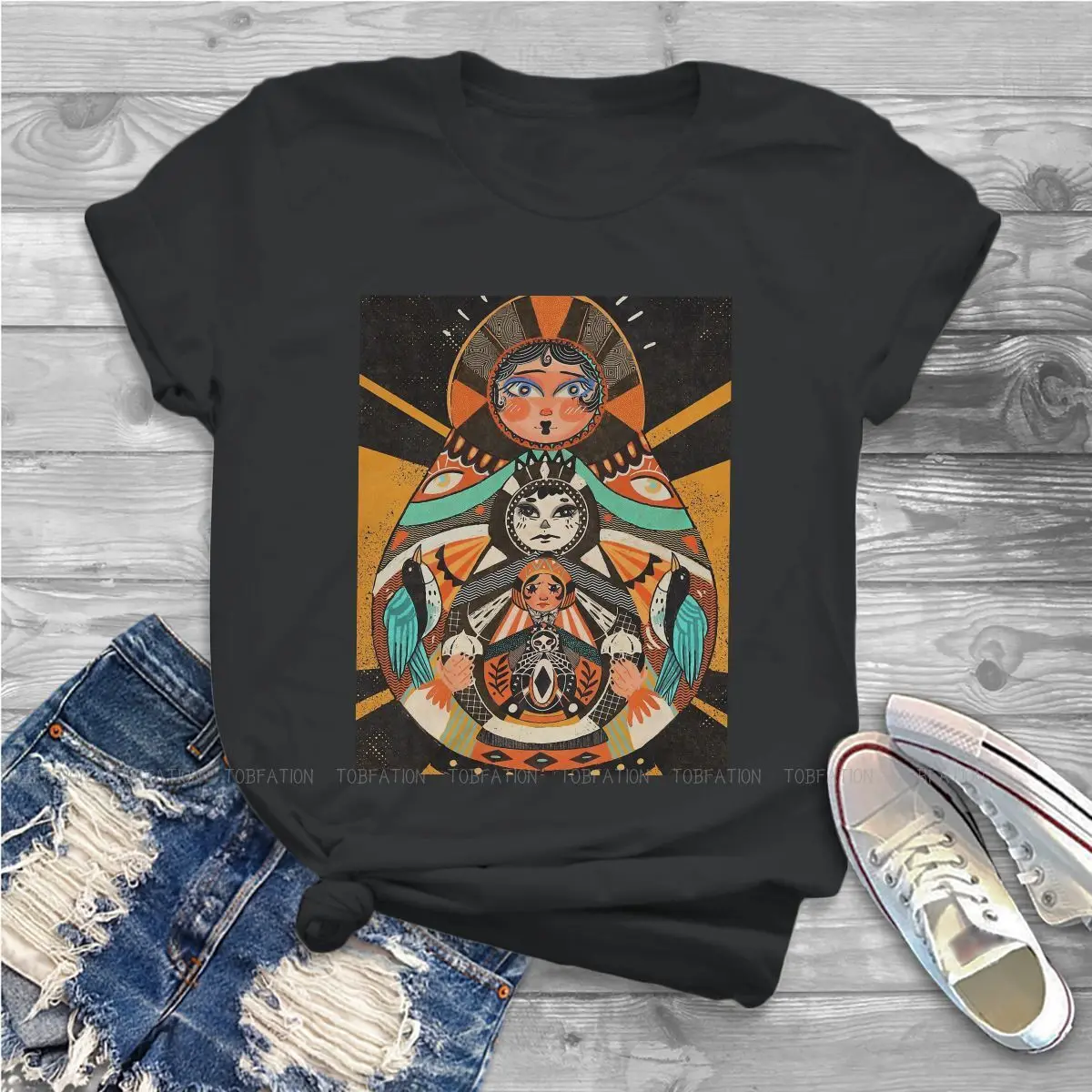 Cool Tshirt For Girls Matrioskas Matrioska Doll Russian Tea Tops Fashion Lady T Shirt Homme Print