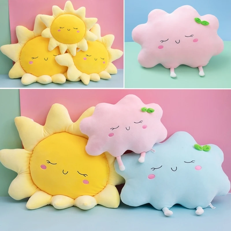 Super Soft Sun Cloud Peluche Cuscino Cute Sleeping Cartoon Cloud Nap Pillow Car Poggiatesta Cuscino Letto Cuscino In Vita Decor Per Bambini