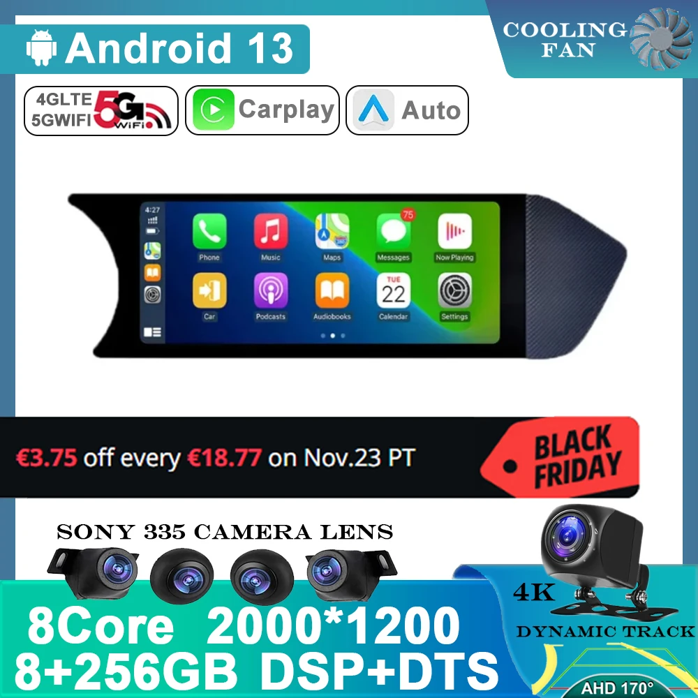 8.8 "Android 13 Auto Carplay Touch Screen Car Multimedia Radio Lhd Per Mercedes Benz Classe C W204 2011 - 2014 Sim Gps Wifi + 4Gb