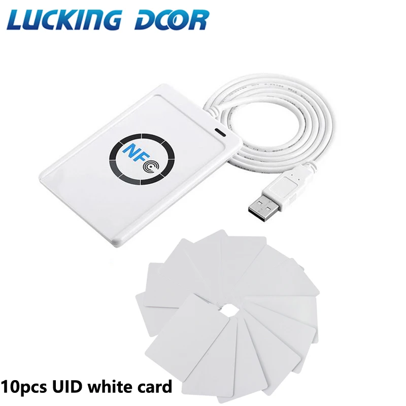 Lucking Door Acr122U 13.56Mhz Contactless Smart Card Reader Writer Rfid Copier Duplicatore 10 Pcs Uid Card