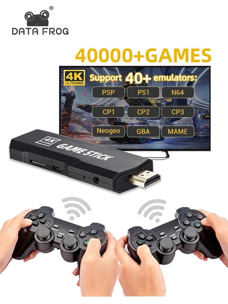 Data Frog Retro Videogioco Stick 4K 15000 + Giochi Tv Stick Mini Console Di Gioco Per Controller Psp/Ps1/N64 Supporto 40 Giochi Emulatore