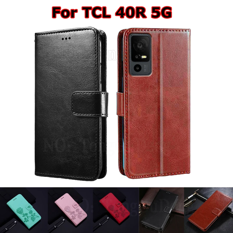 Custodia In Pelle Di Lusso Per Carcasas Tcl 40R 5G Cover Kickstand Wallet Flip Phone Funda De Telefono Tcl 40R 5G T771A 6.6 "Muslimex Navix