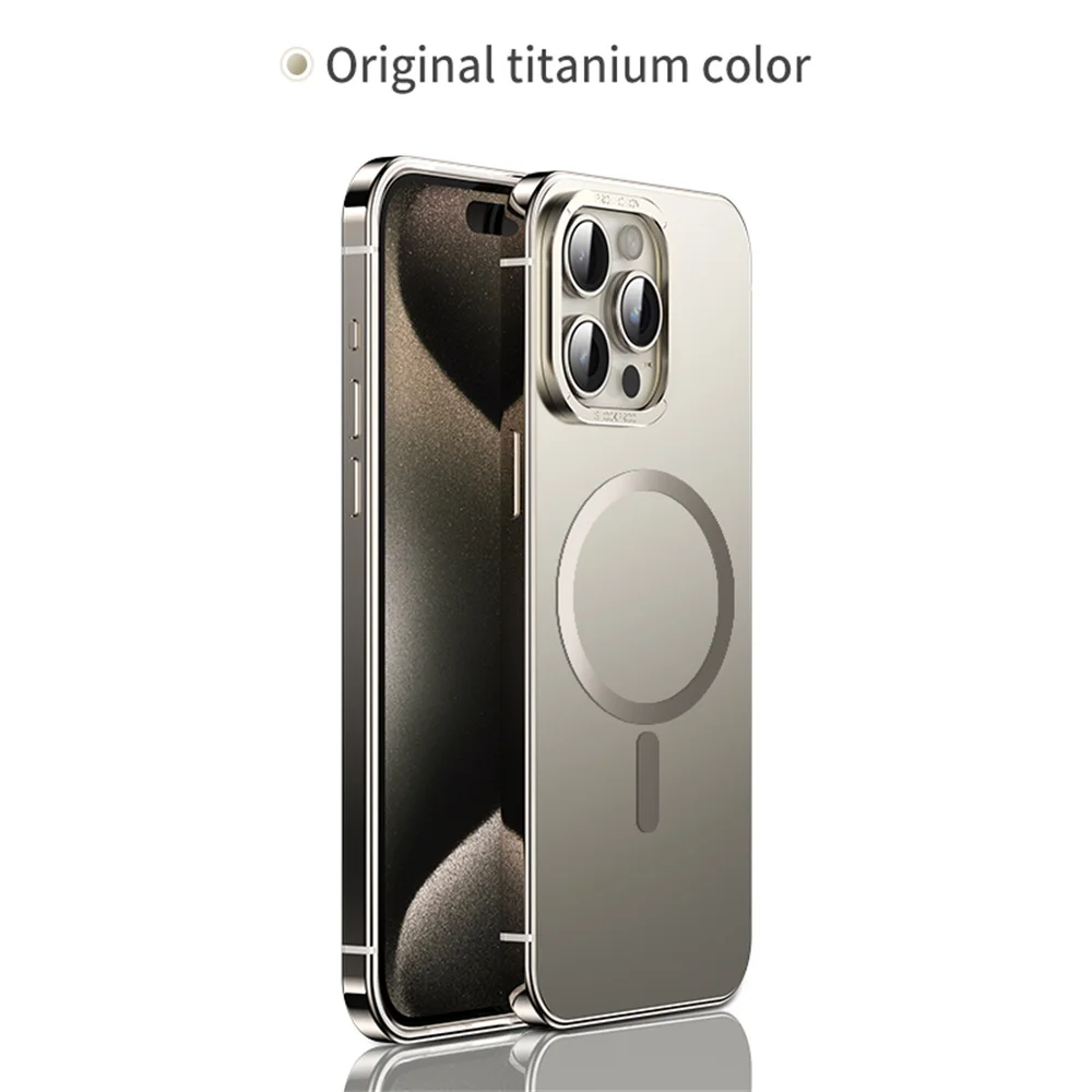 Per Iphone 15 Pro Max Custodia Luxury Titanium Steel Frame Acrilico Magsafe Cover Antiurto Funda Per Iphone 15 Pro Max 15 Pro Case