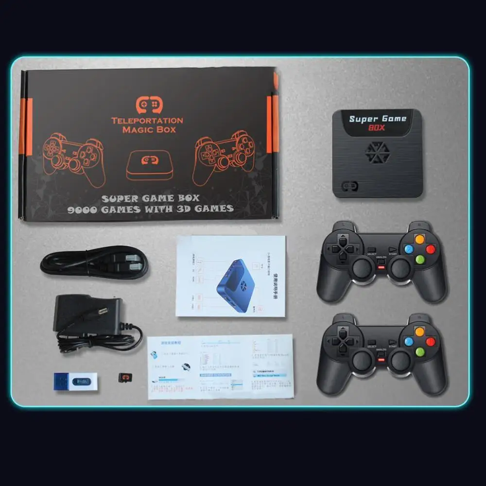 Nuova Super Console 4K X5 Wifi Game Box Con 2 Controller Player Built-In 9000 + Classic Retro Games 3D Hd Videogioco Tv Stick