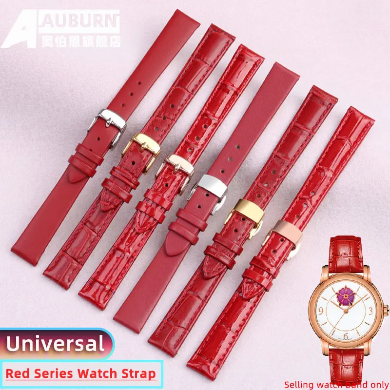 Cinturino Rosso In Vera Pelle Per Coach Citizen Longines Tissot Casio Ernest Borel Cinturino Donna Bracciale In Pelle 10Mm 12Mm 14Mm 16Mm