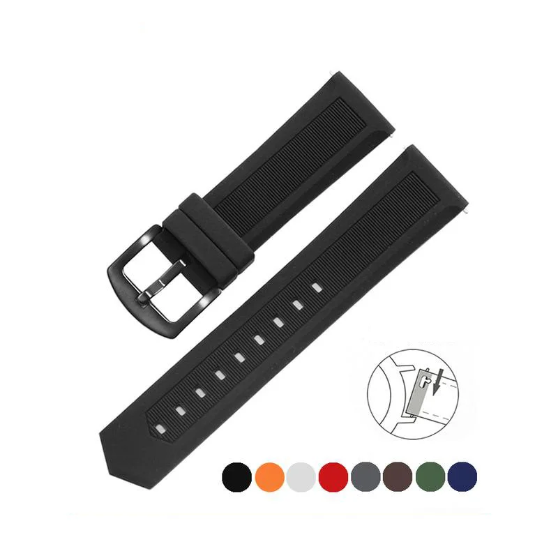 Cinturino In Silicone Universale Peiyi Adatto Per Longines Casio Seiko Breitling Heuer Bracciale In Gomma 18/20/22Mm