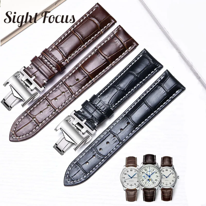 19 20 21Mm Cinturino In Vera Pelle Di Vitello Per Longines Master L2 L4 L2.755.4.78.3/L2.518.5.77.7 Cinturino In Pelle Di Vacchetta